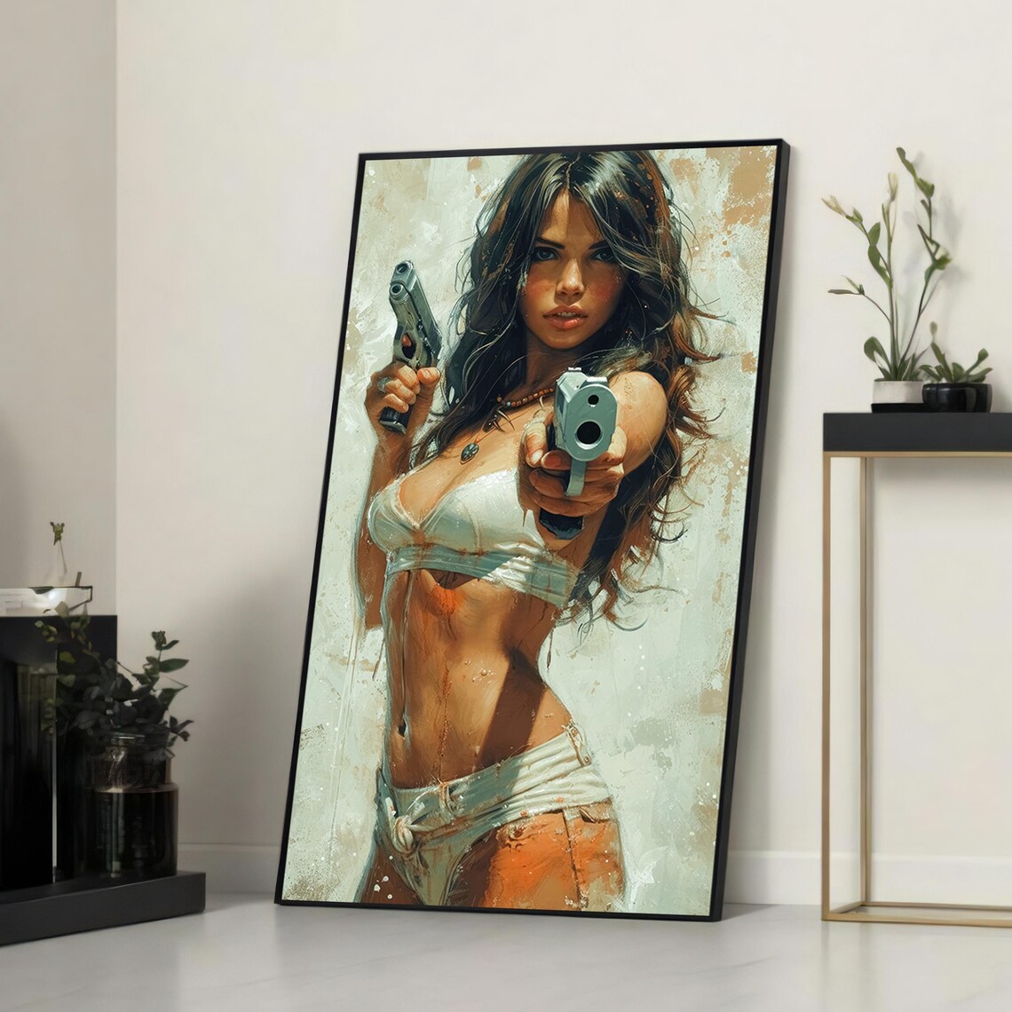 Fierce Woman With Dual Guns, Bold Dynamic Art - Image 6