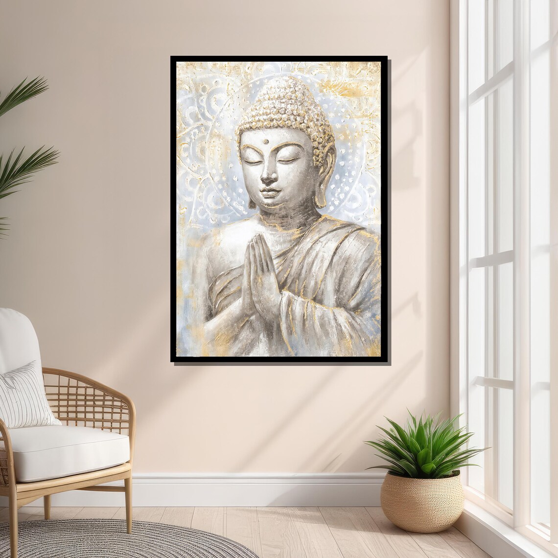 Golden Meditating Buddha, Spiritual Zen Wall Art - Image 4