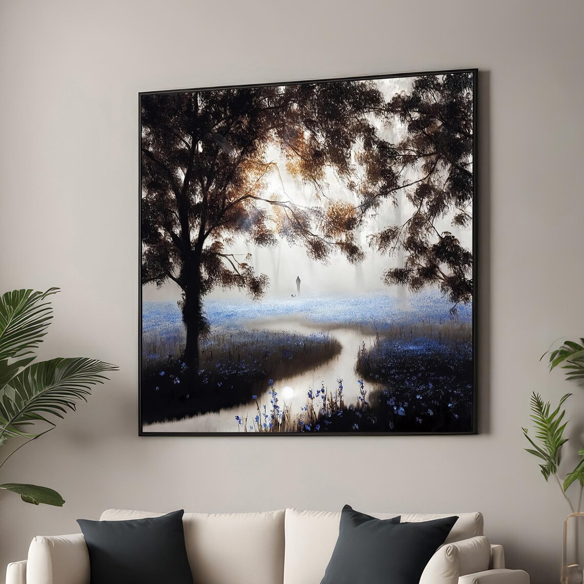Misty Pathway With Lone Figure, Nature Art