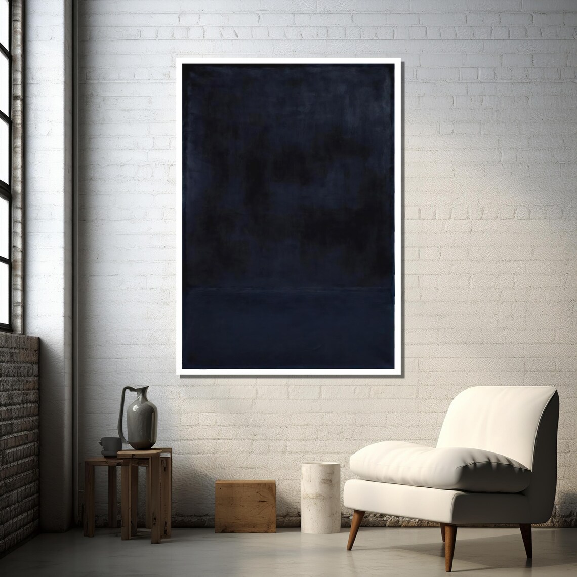 Abstract Dark Blue Print, Minimalist Color Field Art - Image 4