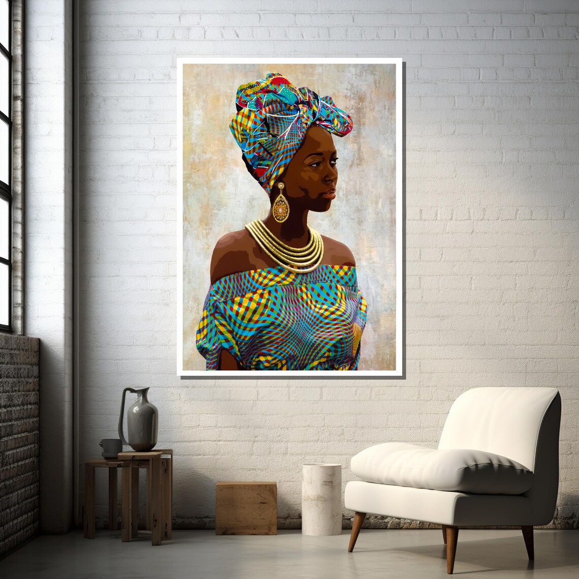 African Woman in Bold Headwrap, Cultural Art Print - Image 3