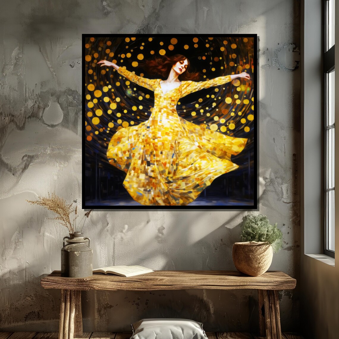 Golden Dancing Stars, Abstract Fluid Art - Image 5