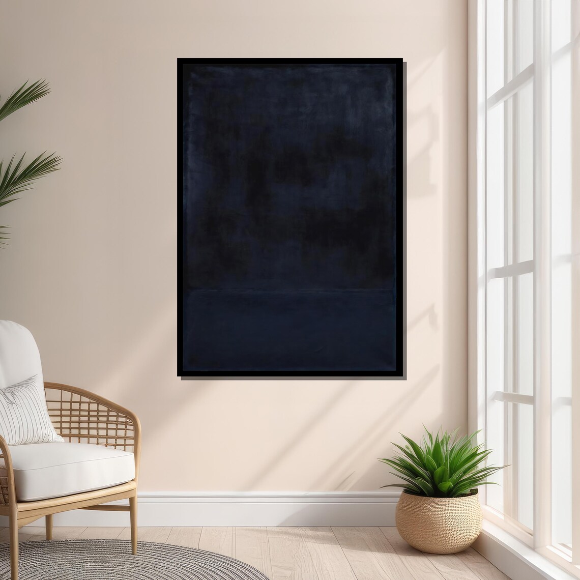 Abstract Dark Blue Print, Minimalist Color Field Art - Image 3