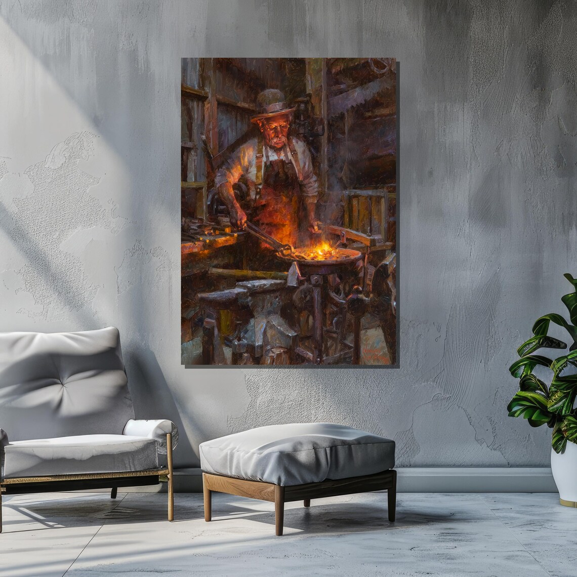 Blacksmith At Work, Traditional Forge Scene - Image 2