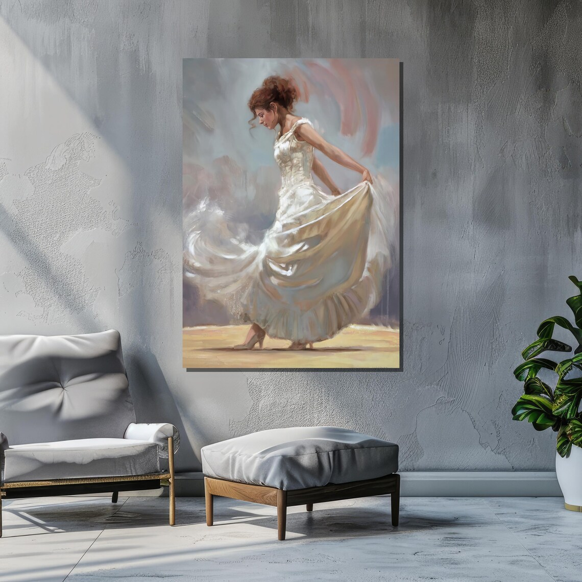 Elegant Woman In Flowing Dress, Impressionist Art Print - Image 4