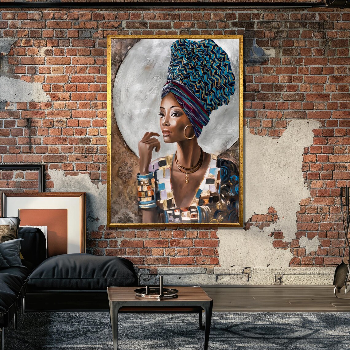 Elegant African Woman, Modern Art Deco Portrait - Image 6