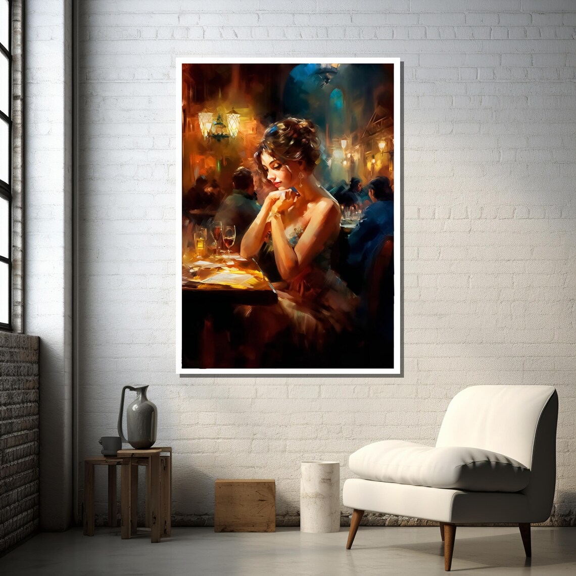 Romantic Evening Woman, Elegant Impressionist Scene - Image 2