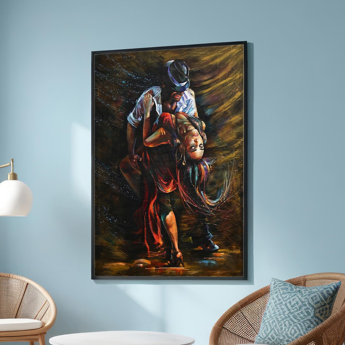 Passionate Dance Couple Art Print, Expressionistic Decor