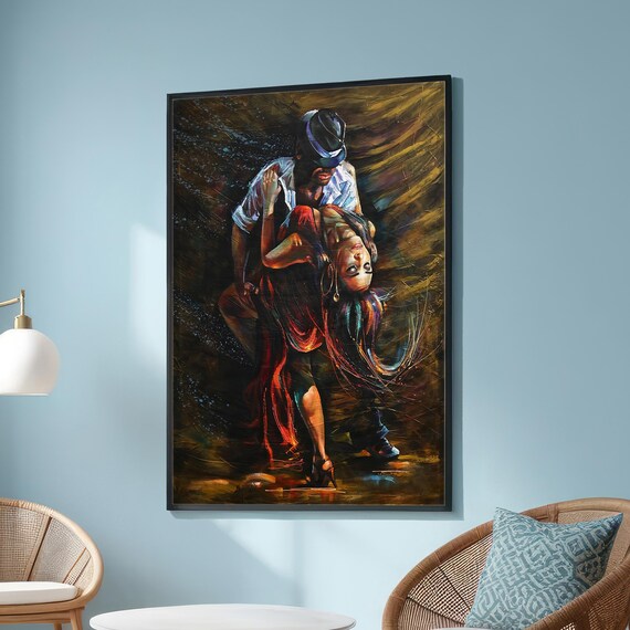 Passionate Dance Couple Art Print, Expressionistic Decor