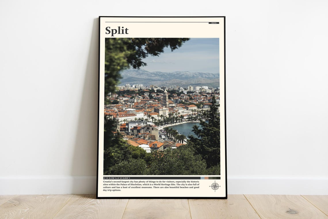 Split Croatia Old Town Red Roofs Harbor View Photography Poster