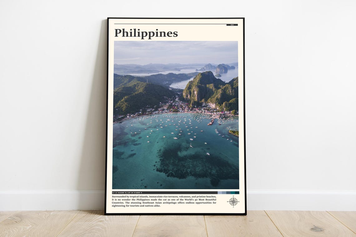 Philippines El Nido Palawan Turquoise Bay Aerial Islands Poster