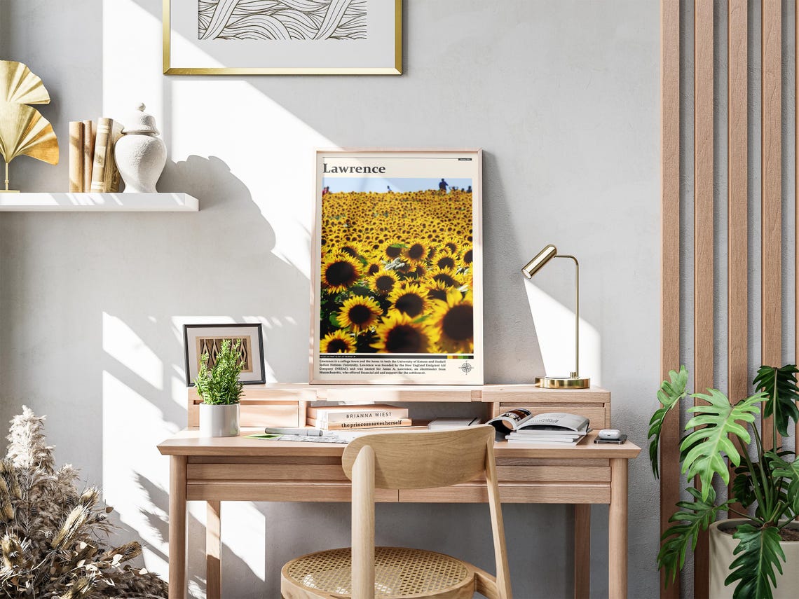 Lawrence Sunflower Field Blooming Yellow Flowers Kansas Farm Poster - Image 4