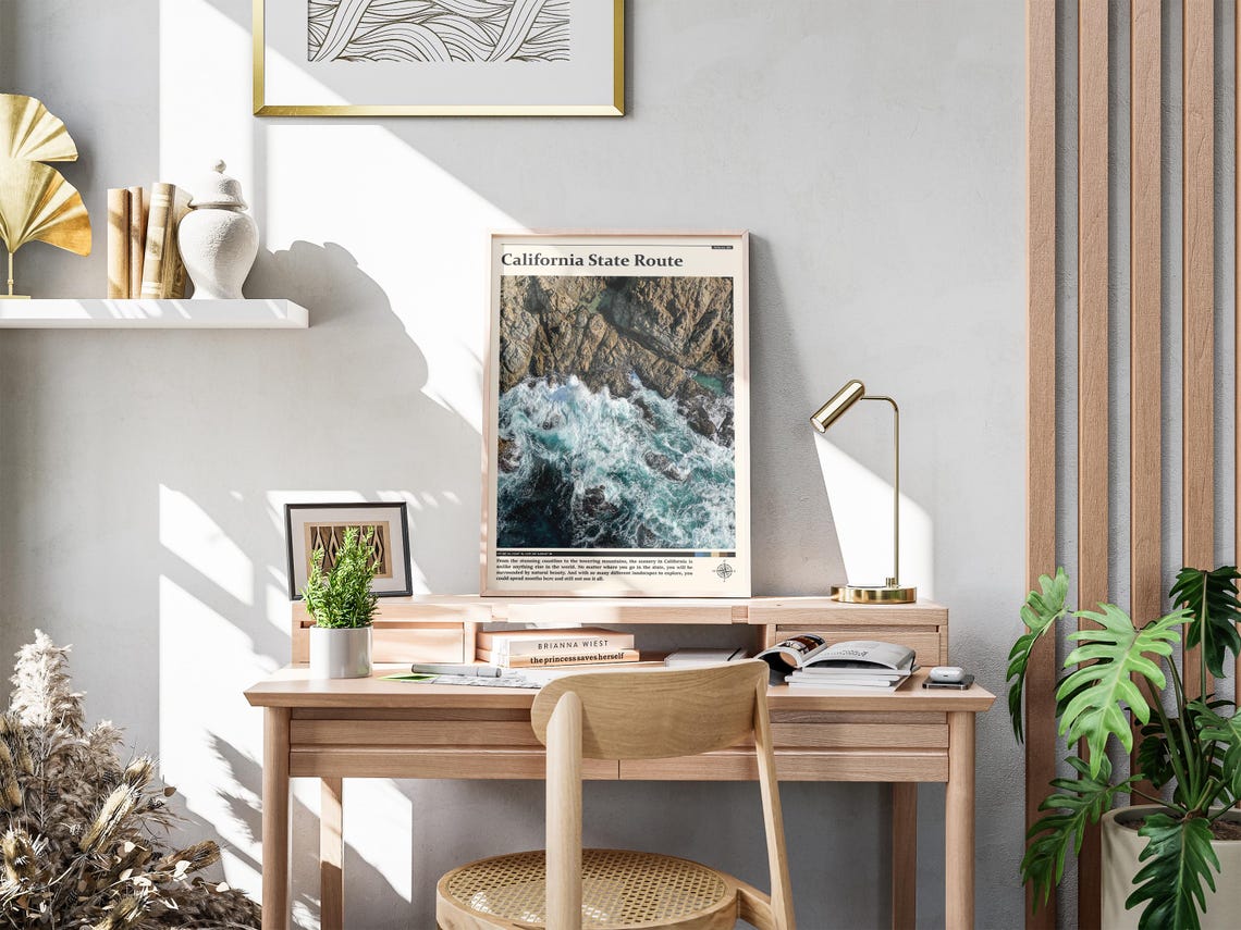 California State Route Rocky Coastline Aerial Ocean Surf Poster - Image 4