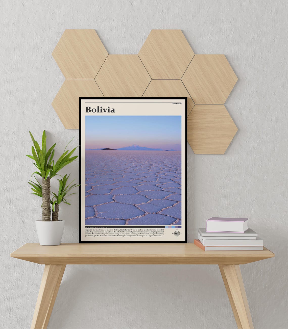 Bolivia Salar De Uyuni Salt Flat Geometric Patterns Dusk Poster - Image 2