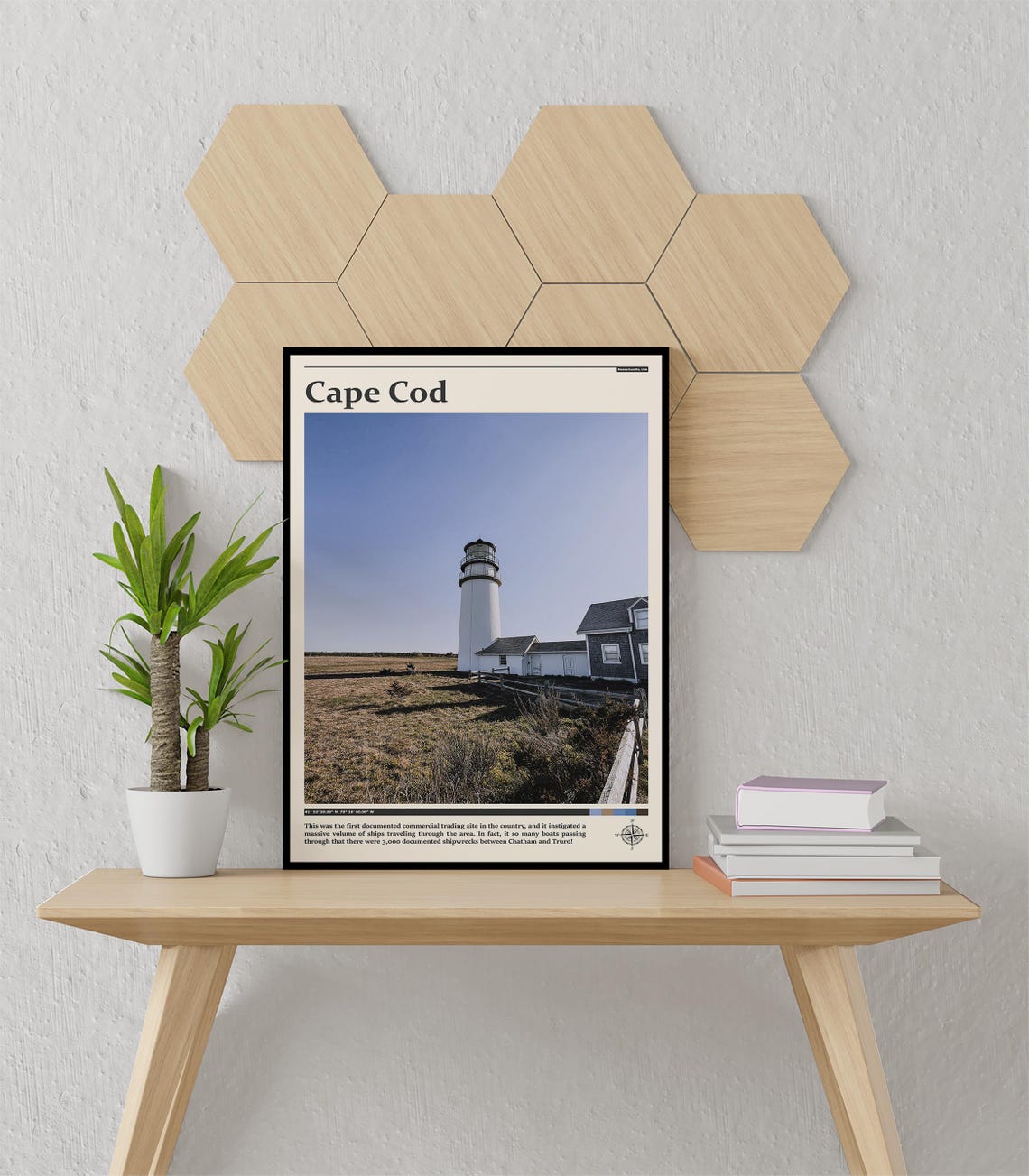 Cape Cod White Lighthouse on Dunes Under Clear Blue Sky Poster - Image 3