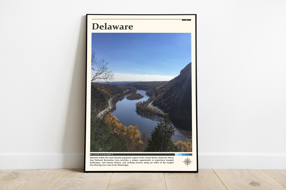 Delaware Water Gap River Valley Autumn Hills Scenic Nature Poster