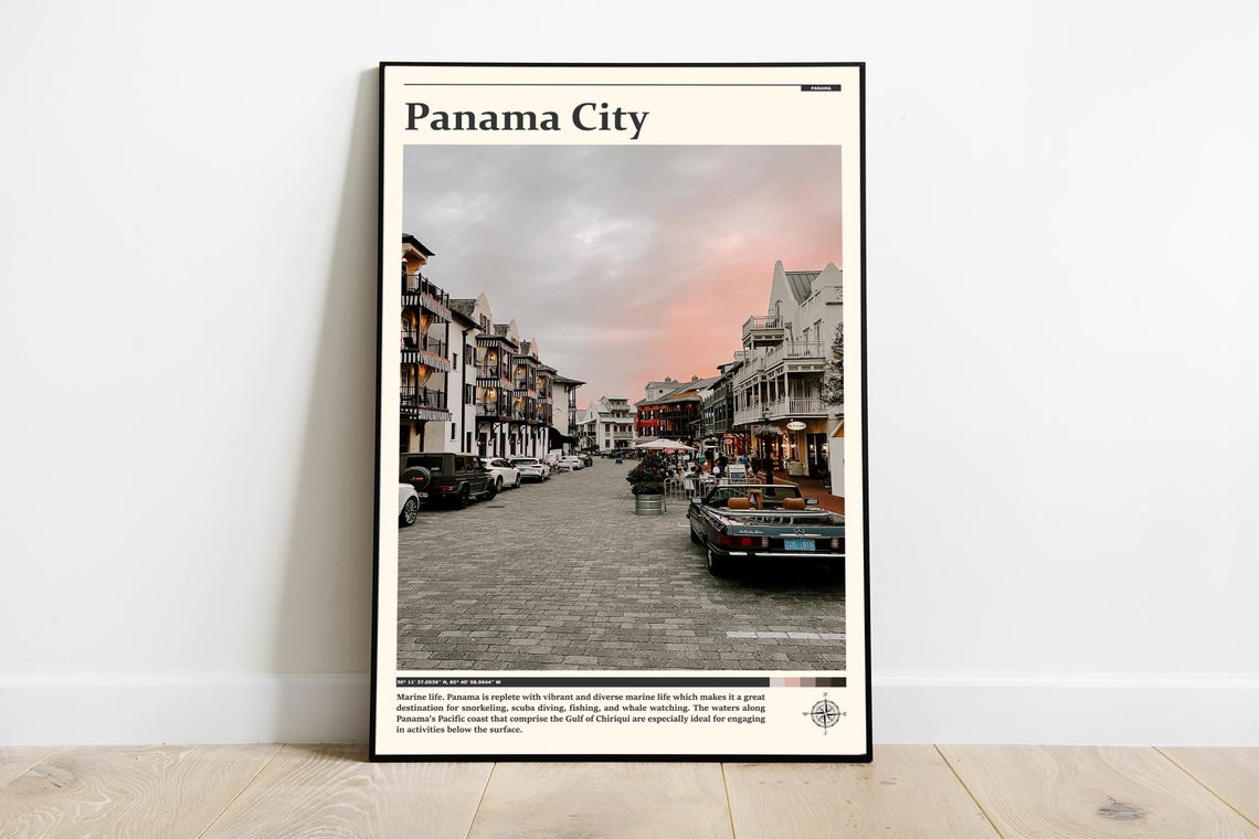 Panama City Cobblestone Old Town Sunset Street Photography Poster