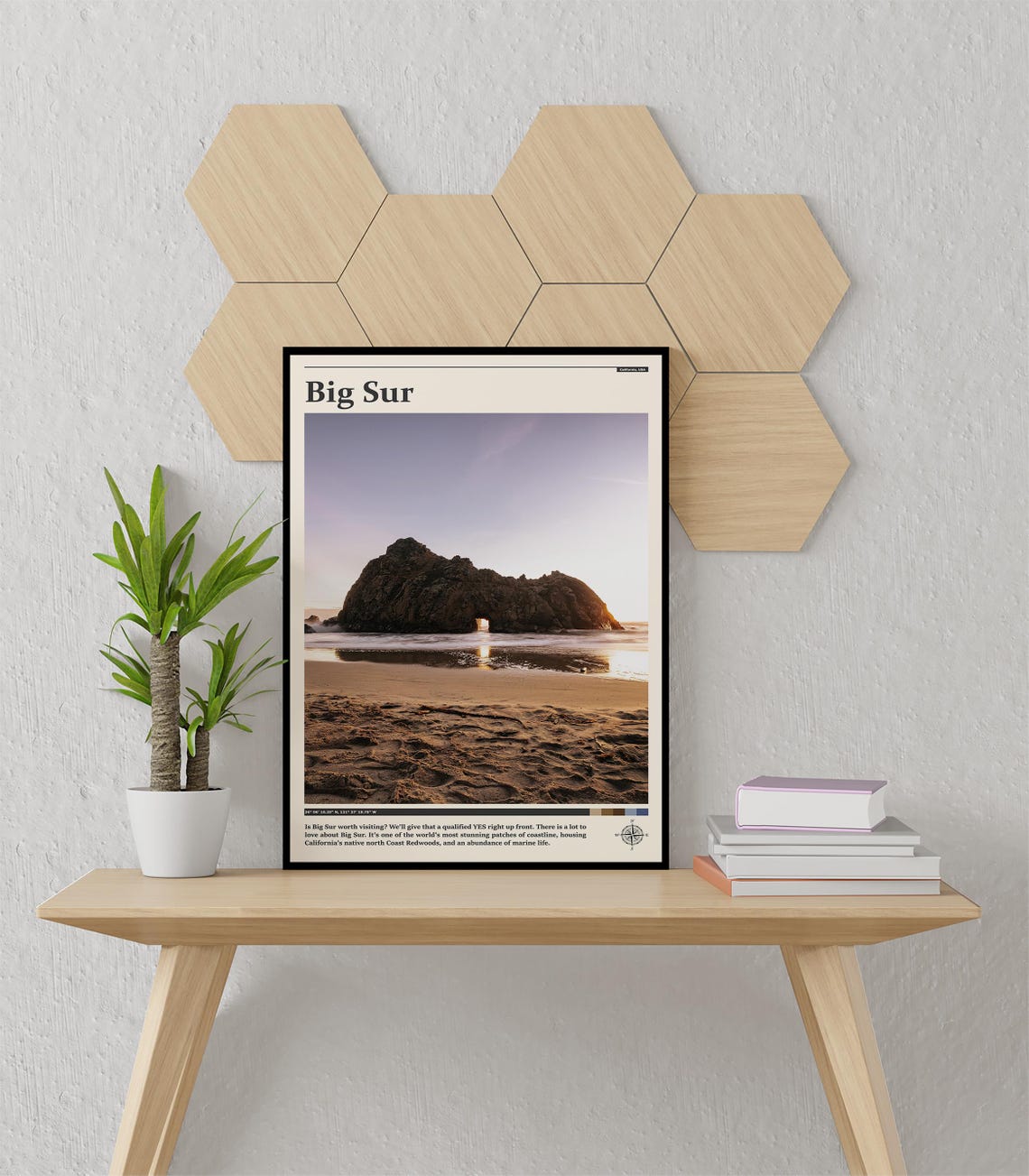 Big Sur California Keyhole Rock Golden Sunset Beach Coastal Poster - Image 3