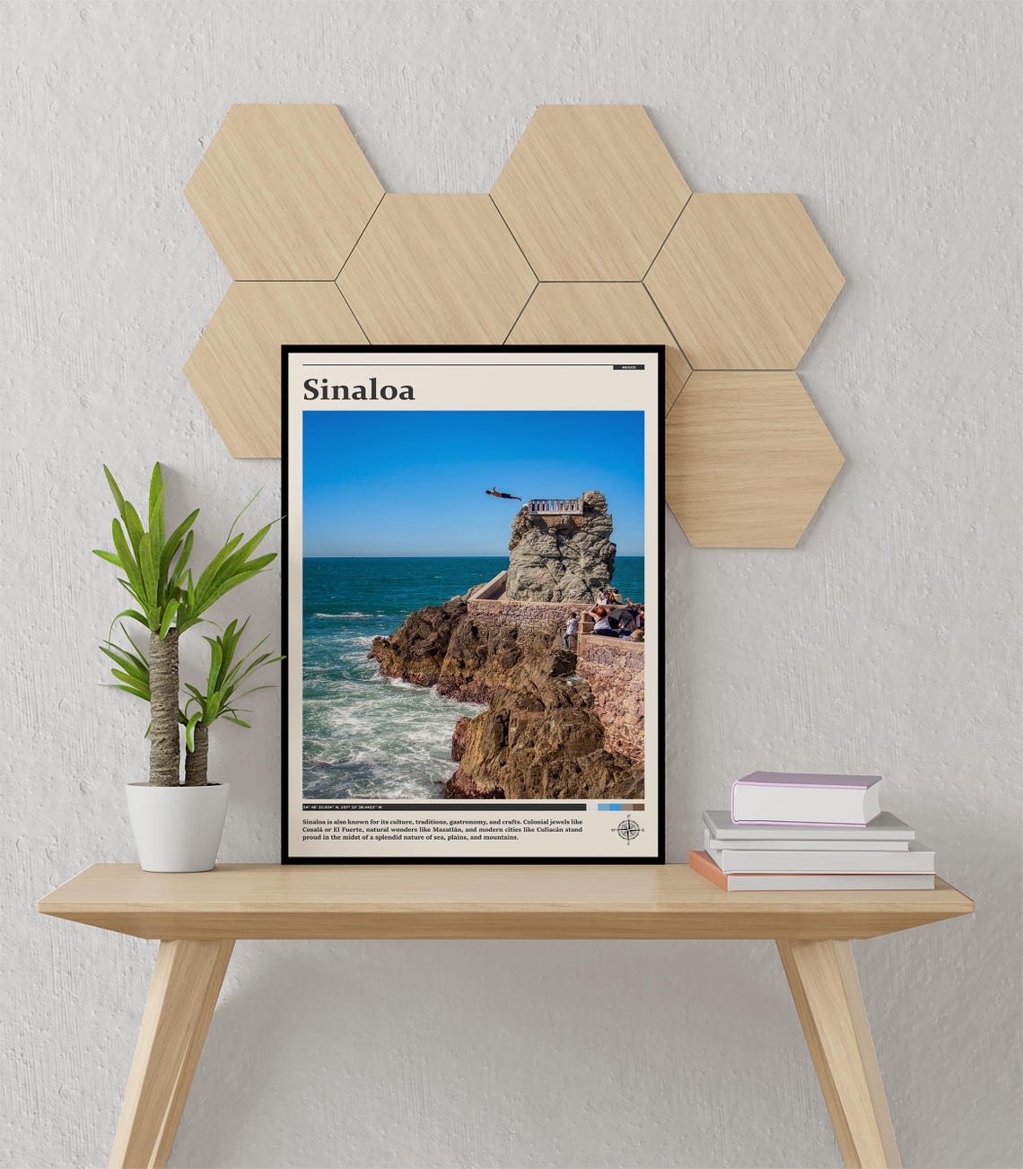 Sinaloa Mexico Mazatlan Cliff Diver Rocky Coast Travel Poster - Image 3