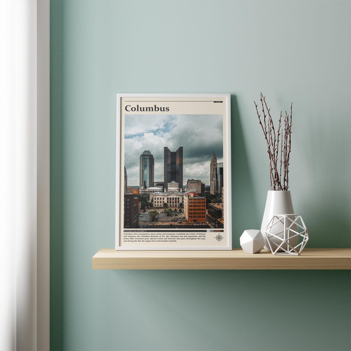 Columbus Ohio Downtown Skyline with Statehouse Cloudy Day Poster - Image 4