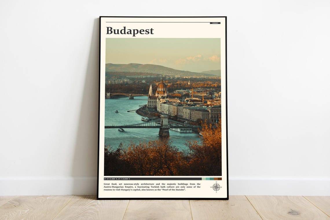 Budapest Hungary Parliament Danube Chain Bridge Photography Poster
