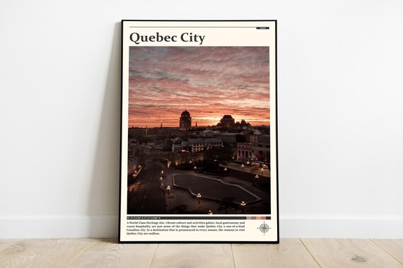 Quebec City Sunset Skyline Old Town Chateau View Photography Poster