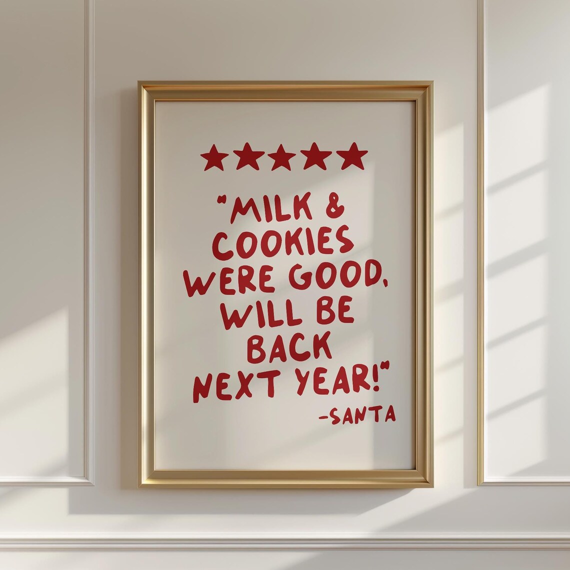 Milk and Cookies Were Good Five Star Santa Review Christmas Poster