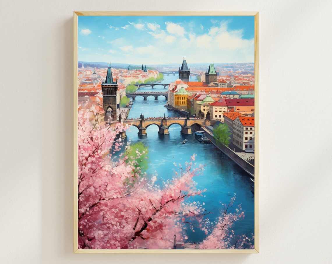 Prague Charles Bridge Europe Travel Poster