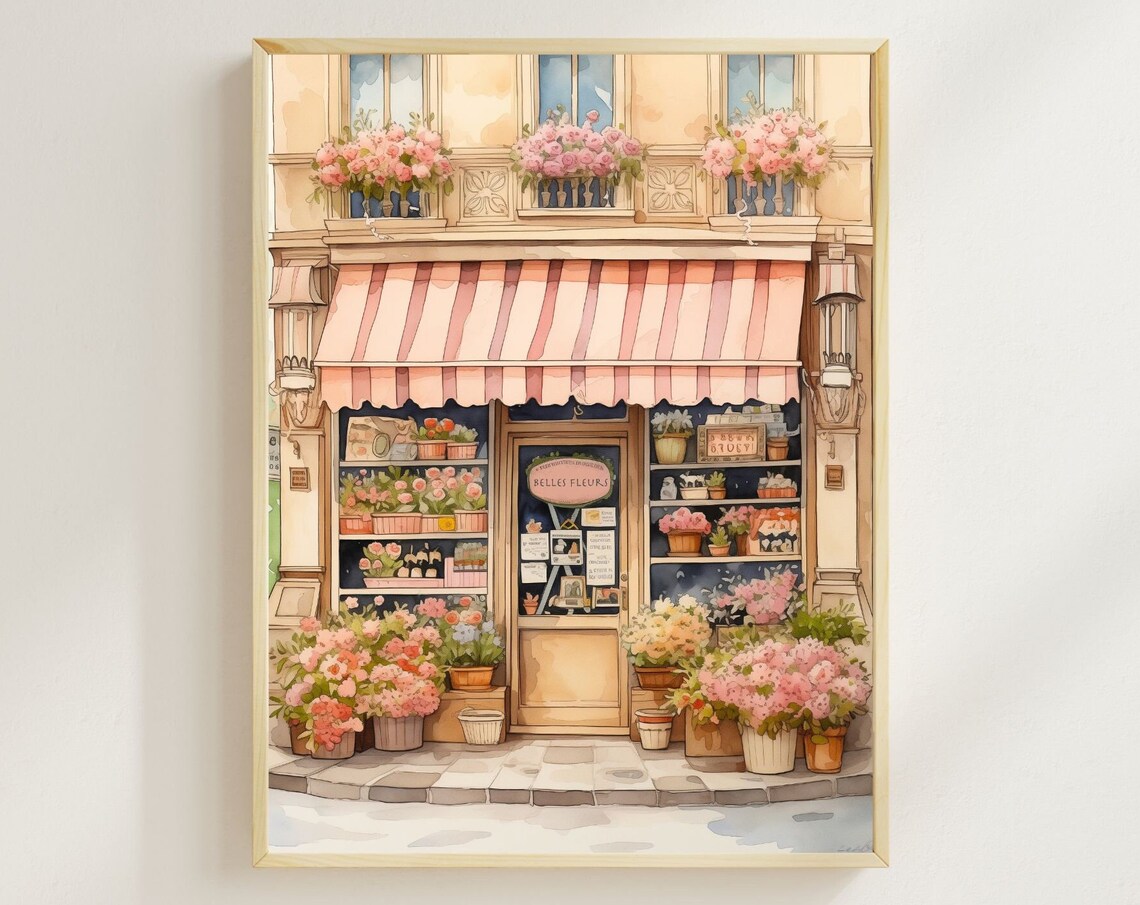 Parisian Flower Shop Watercolor Art Print
