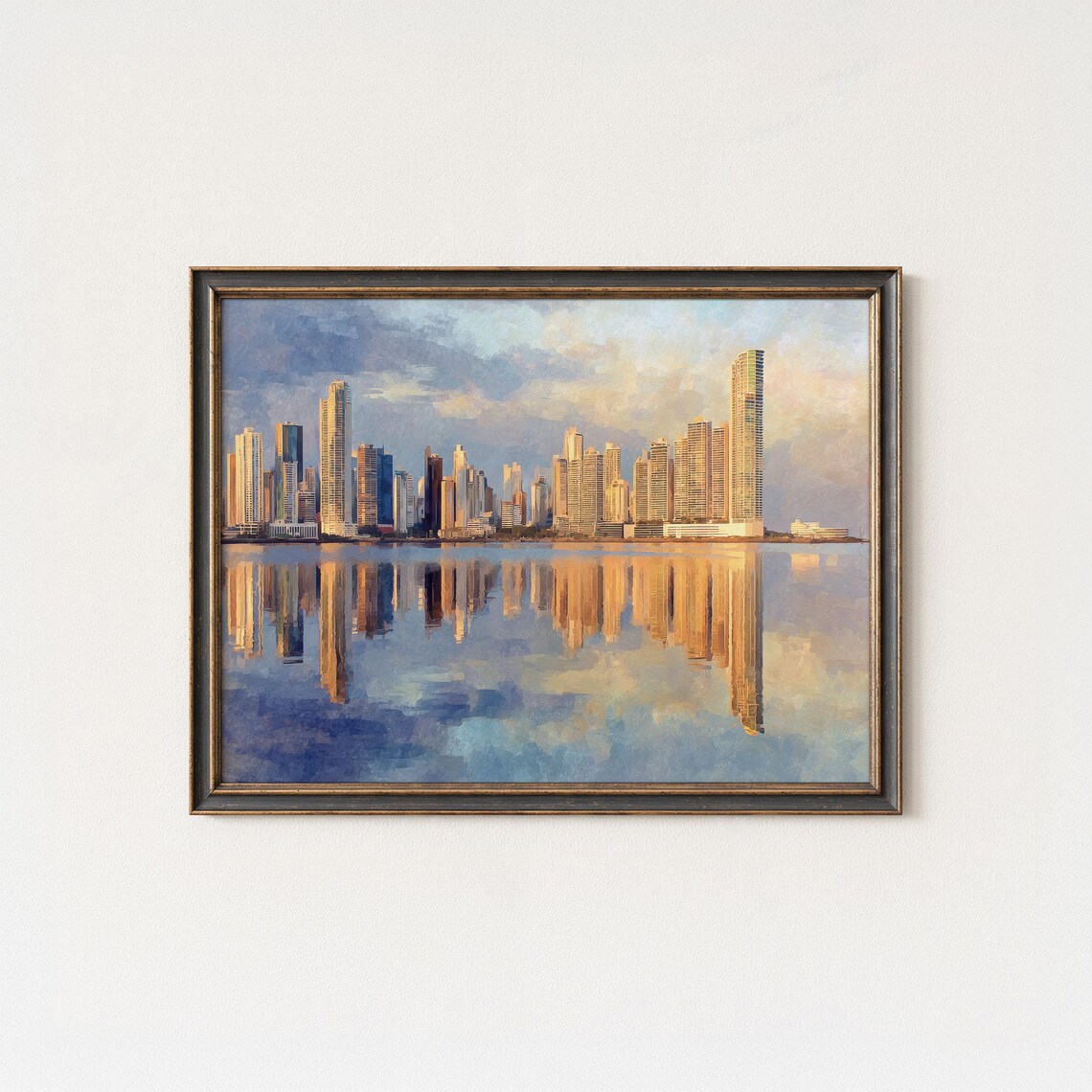 Panama City Skyline Art Print Modern Skyscraper Reflection