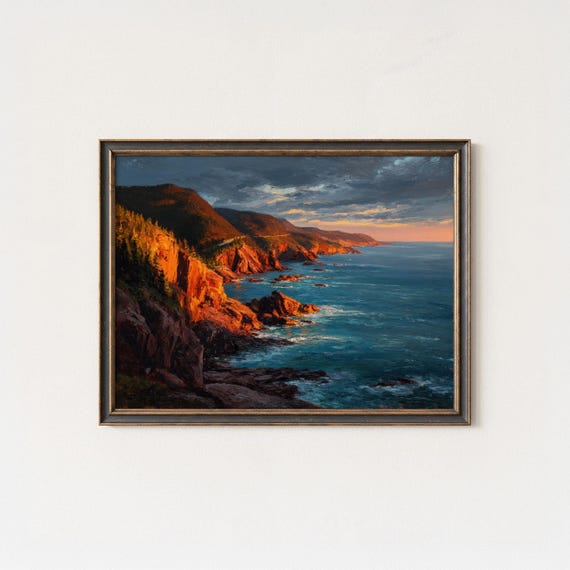 Cabot Trail Sunset Seascape Art Nova Scotia Ocean View Print