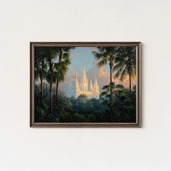 Jungle Cathedral Art Print Spiritual Palm Tree Oil Painting