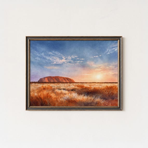 Uluru Sunset Art Print Australian Outback Landscape Painting