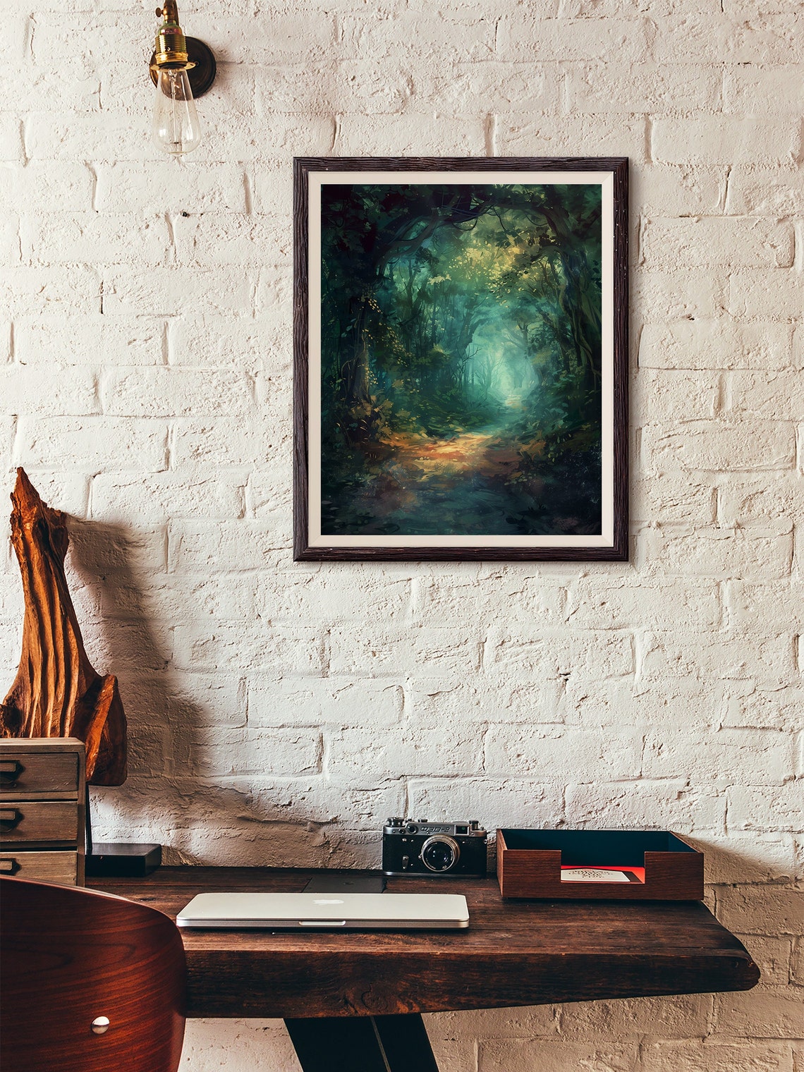 Dark Mystical Forest Path Oil Painting Enchanted Woods Poster - Image 4