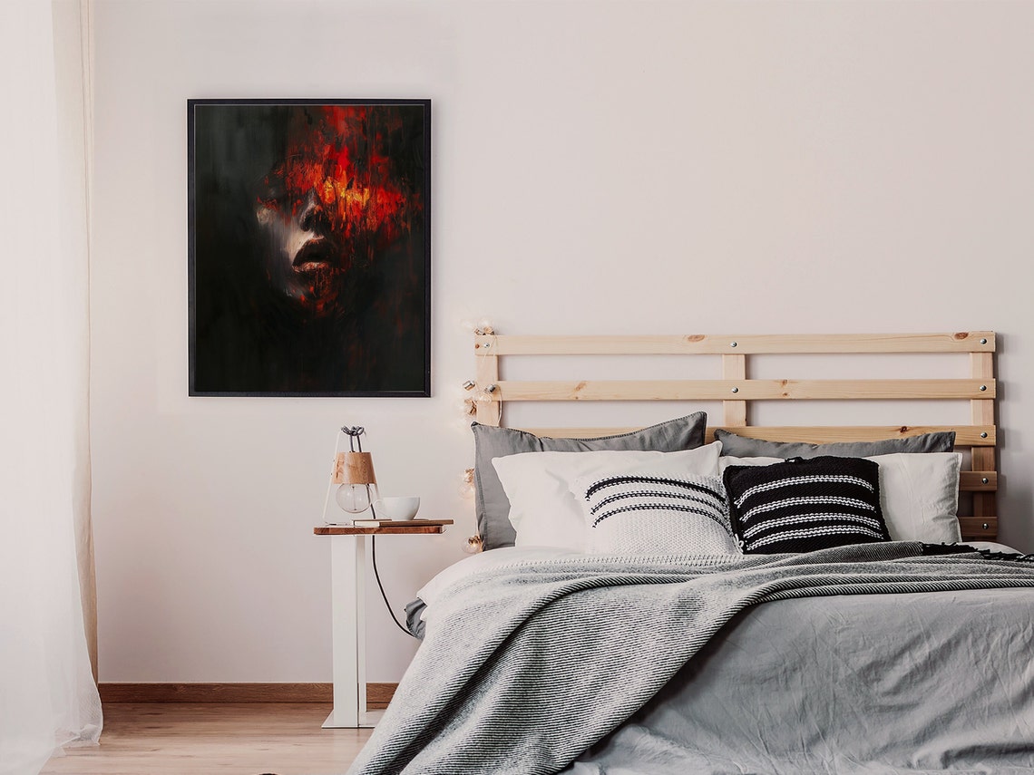 Burning Demon Face Abstract Horror Gothic Dark Fantasy Art Poster - Image 6