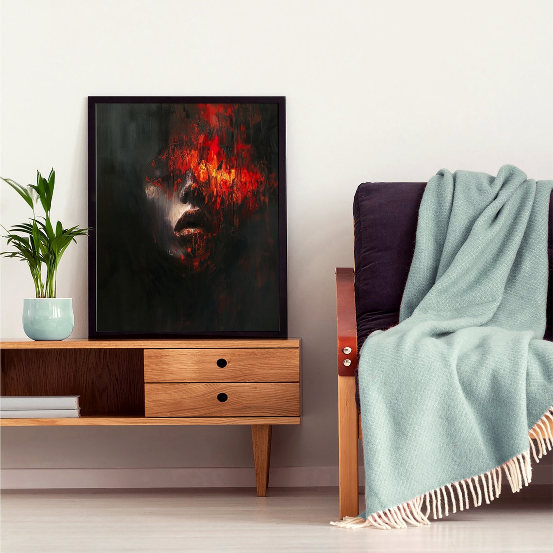 Burning Demon Face Abstract Horror Gothic Dark Fantasy Art Poster - Image 8