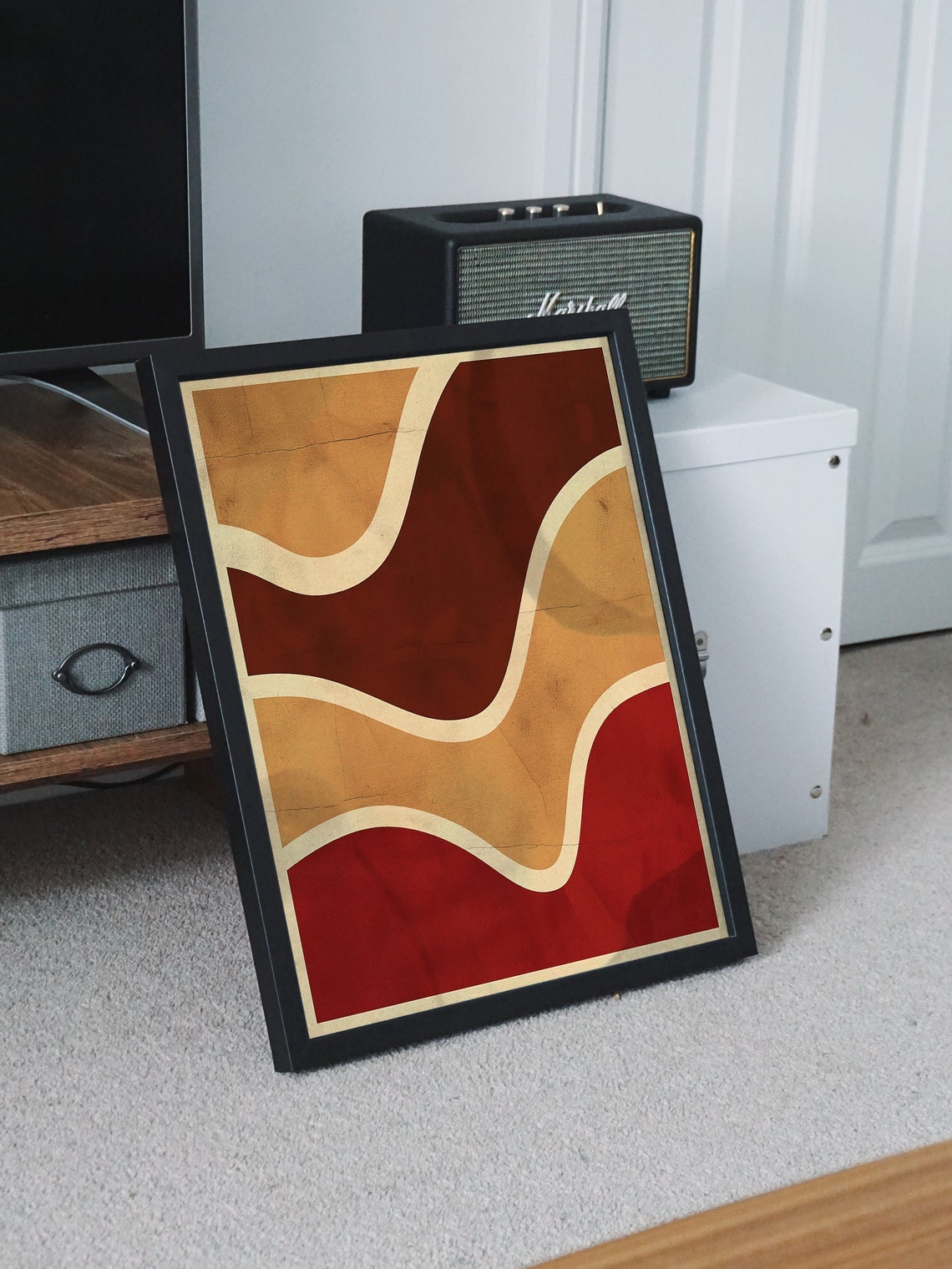 Terracotta Wavy Lines Mid Century Abstract Wall Decor Poster - Image 8