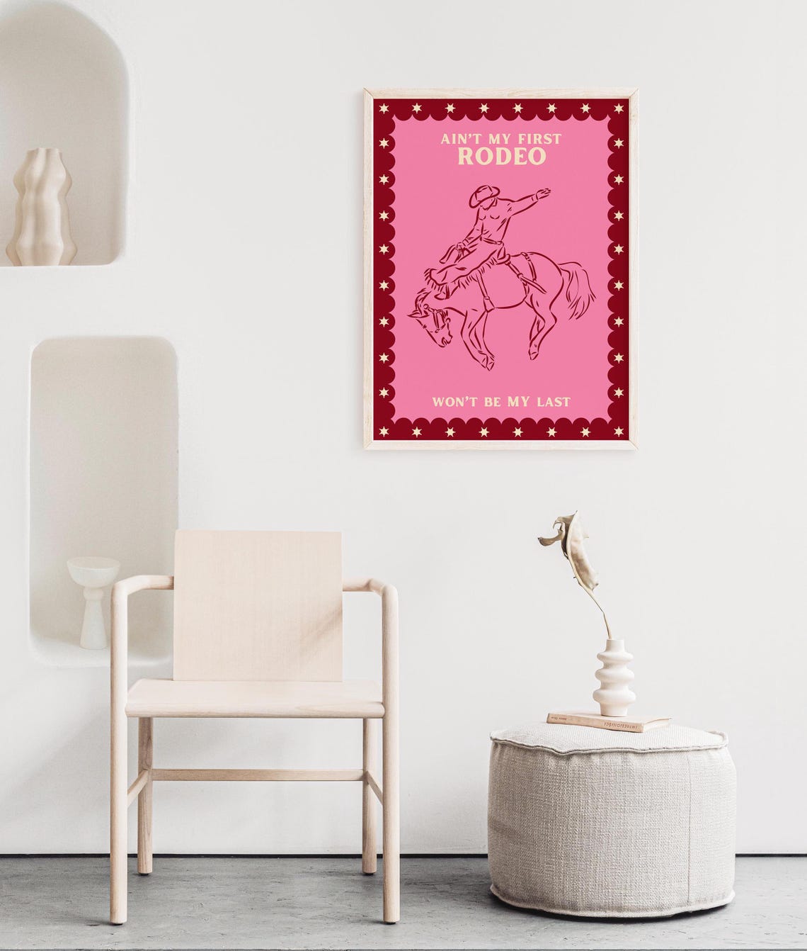 Aint My First Rodeo Cowboy Quote Pink Western Wall Decor Poster - Image 3