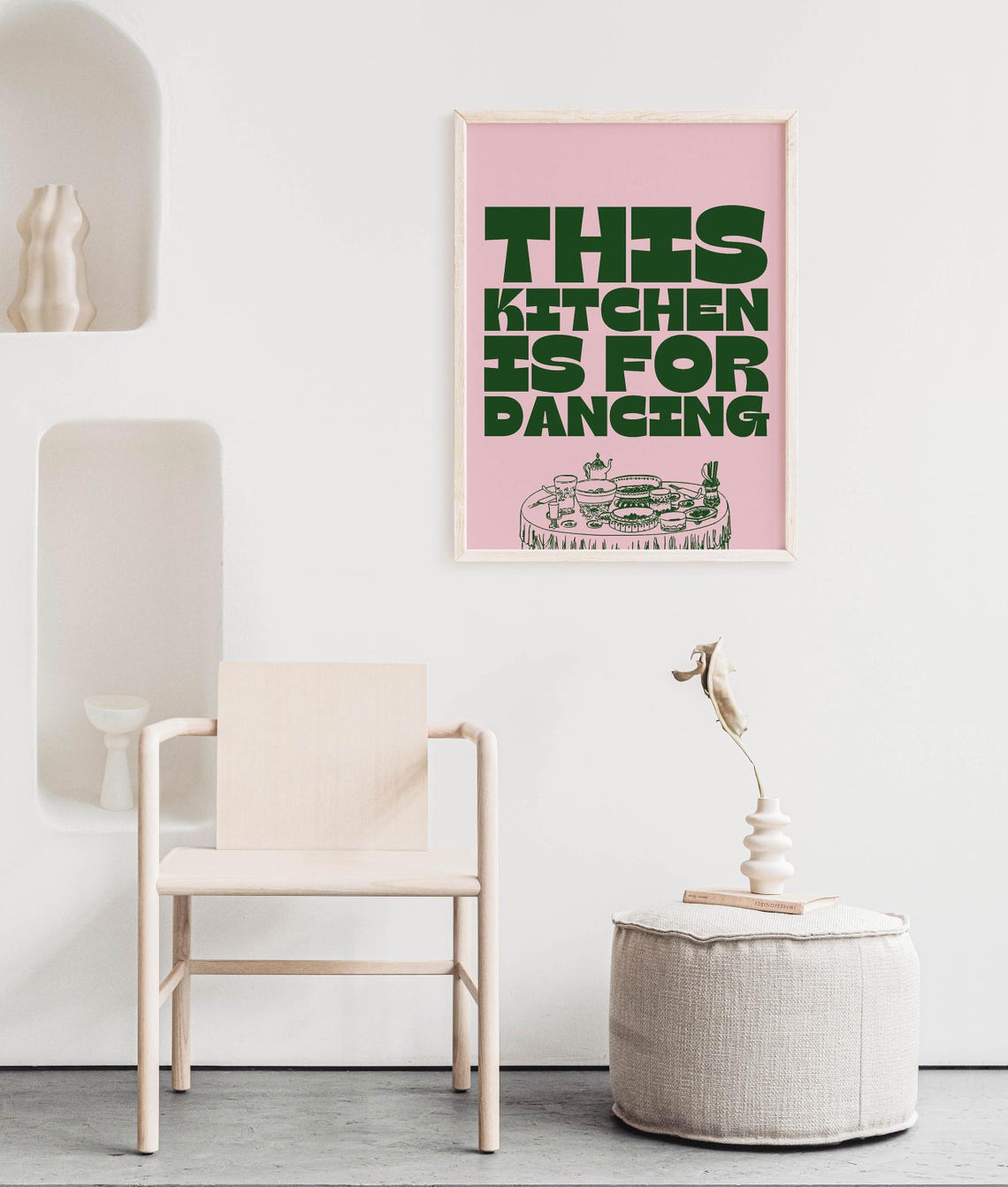 This Kitchen Is For Dancing Green Pink Retro Typography Poster - Image 6