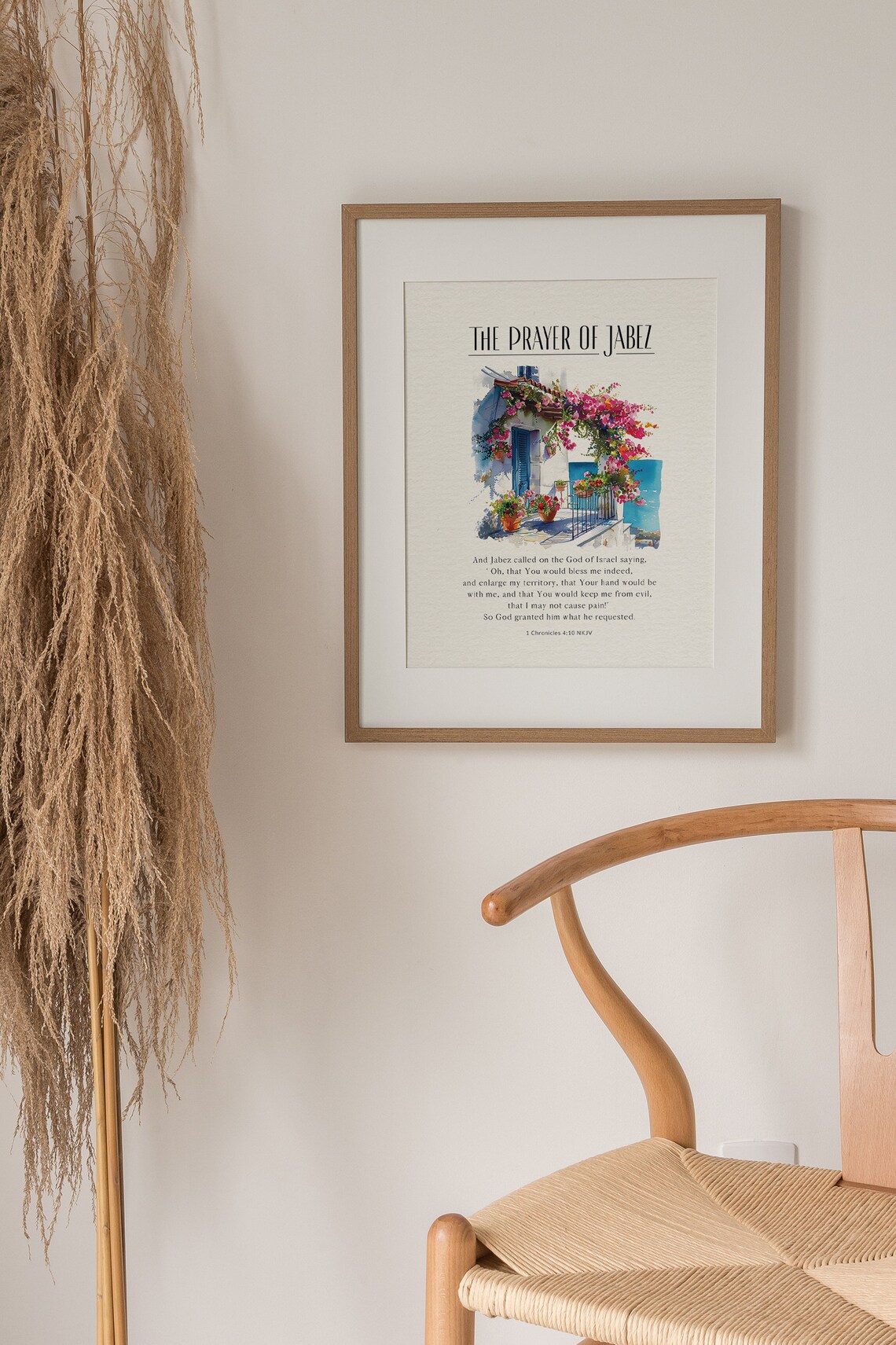 The Prayer Of Jabez 1 Chronicles 4:10 NKJV Mediterranean Floral Bible Poster - Image 2