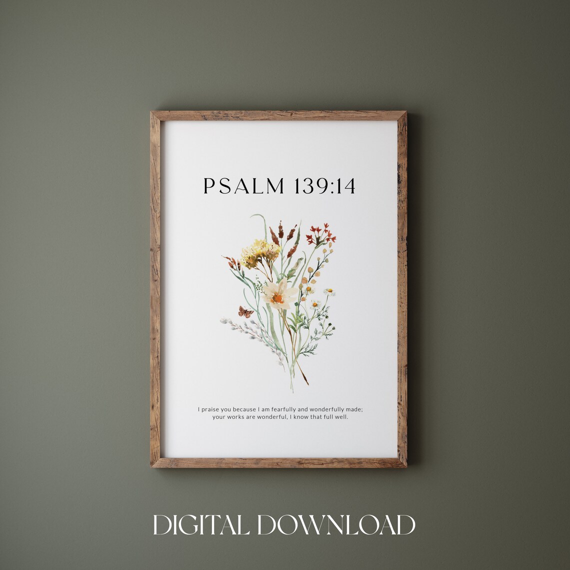 Psalm 139:14 Bible Verse Wildflower Wall Art