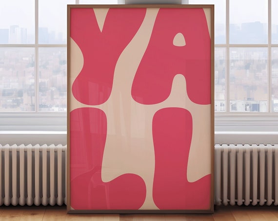 Yall Bold Art Print Western Boho Cowgirl Poster Pink Neutral Wall Decor Boho Cowboy Aesthetic Trendy Cowgirl Art Apartment Decor Gifts