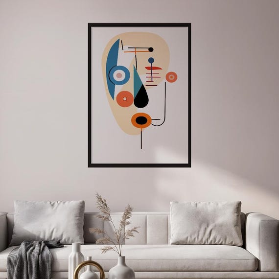 Abstract Geometric Face Art Poster Modern Contemporary Minimalist Wall Decor Unique Sophisticated Home Office Living Room Print Gift