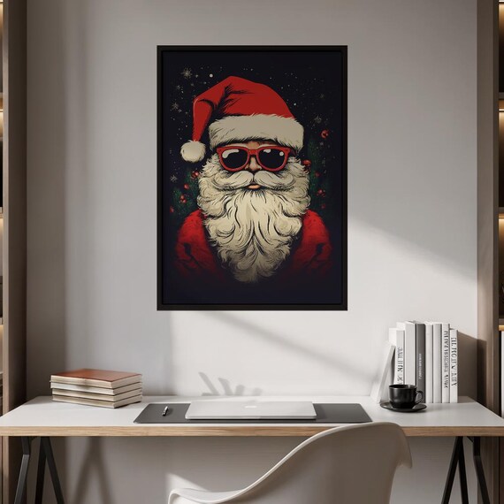 Cool Santa Claus with Red Sunglasses Modern Christmas Poster