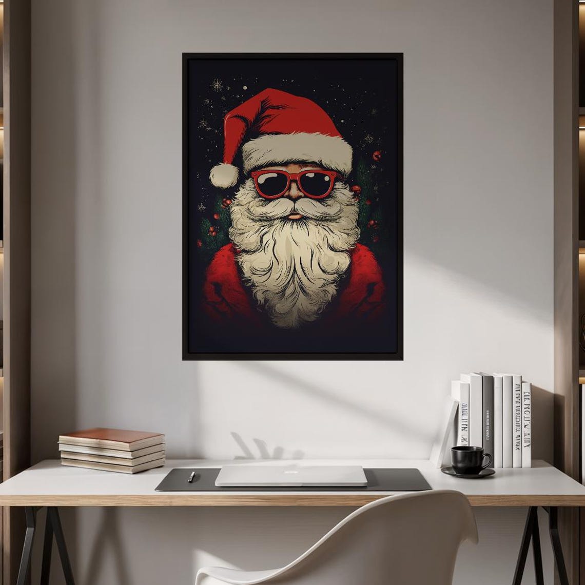 Cool Santa Claus with Red Sunglasses Modern Christmas Poster