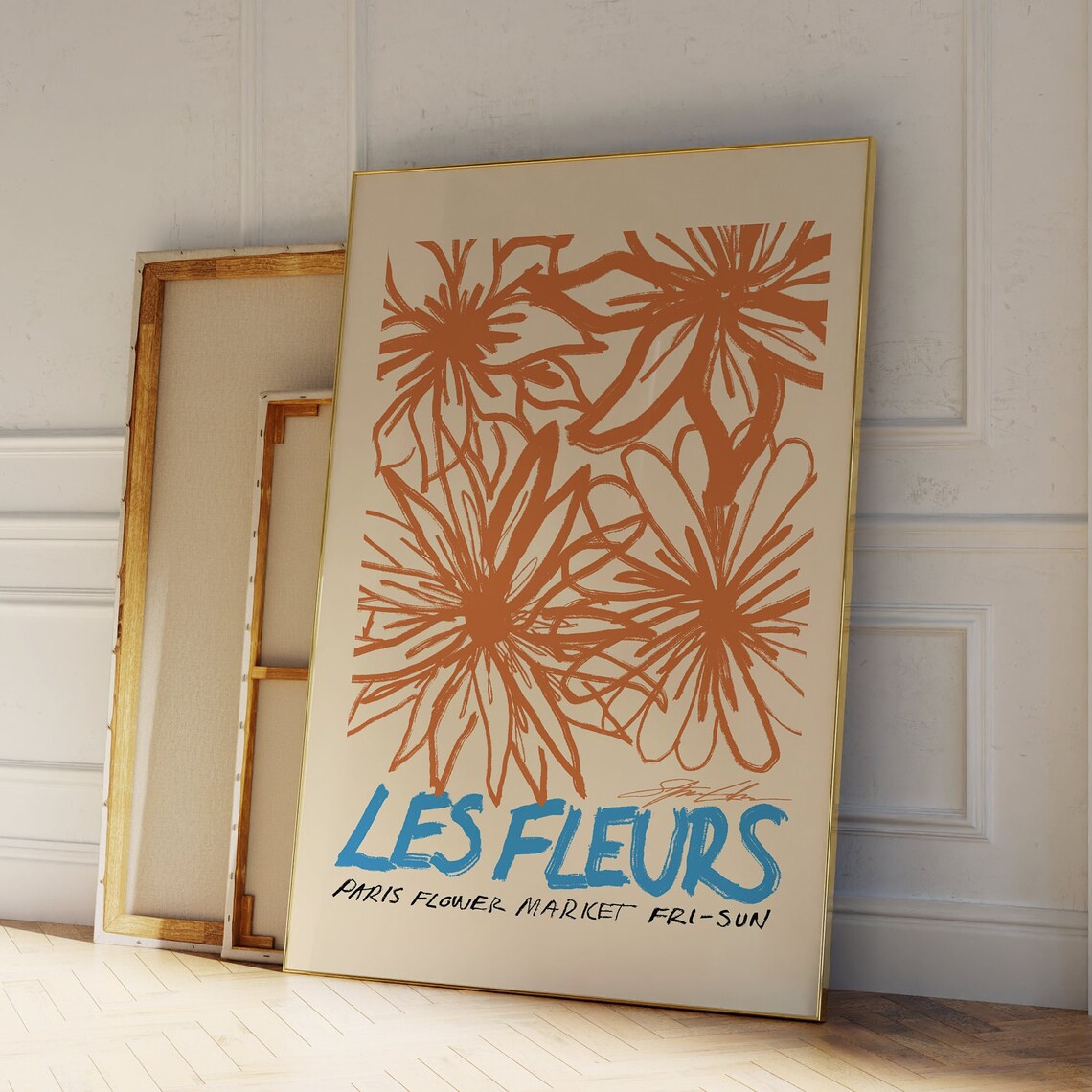 Les Fleurs Paris Flower Market Orange Floral French Botanical Wall Art