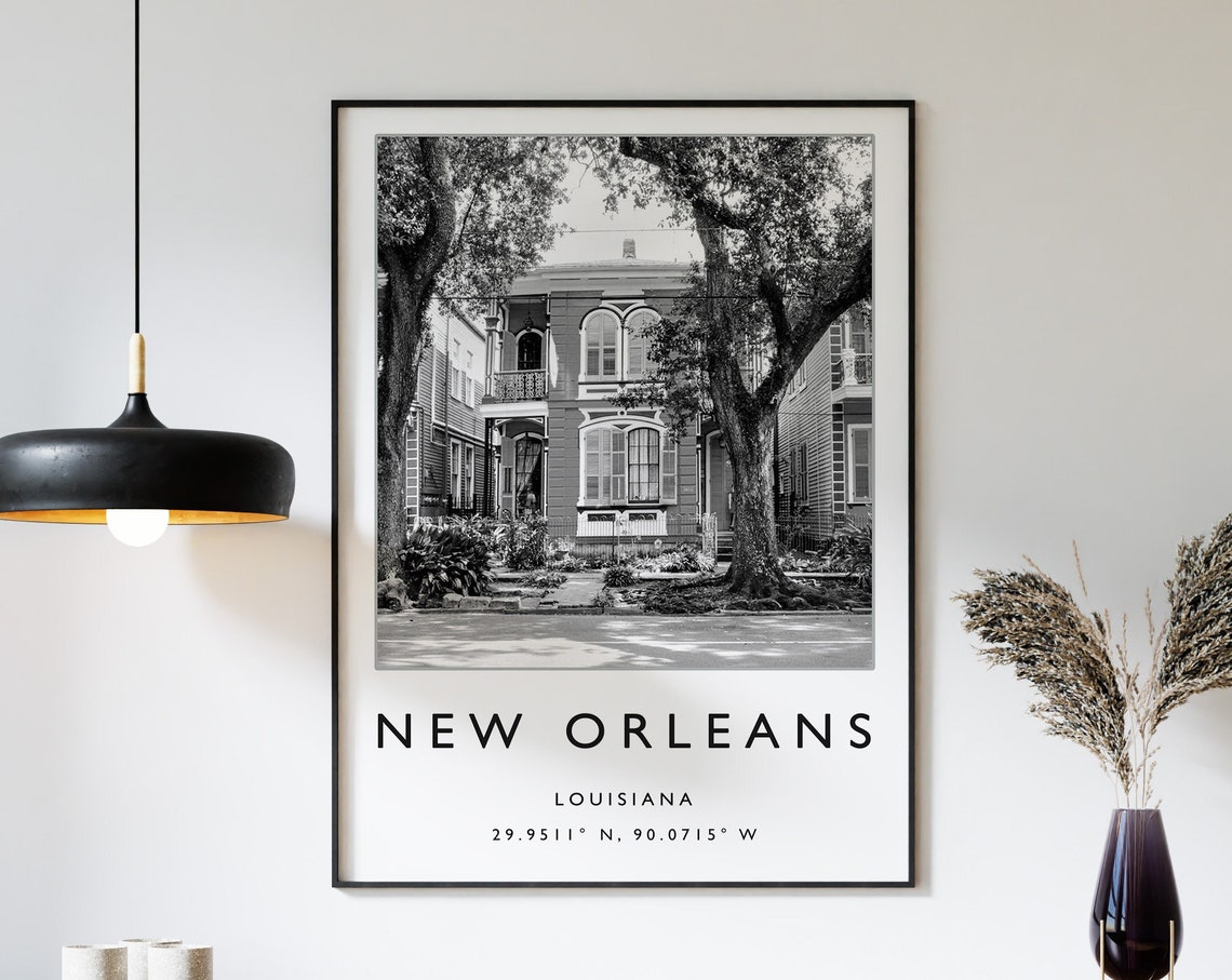New Orleans Print New Orleans Poster Louisiana Travel Print Louisiana Print Black And White Travel Poster Travel Art Travel Gift