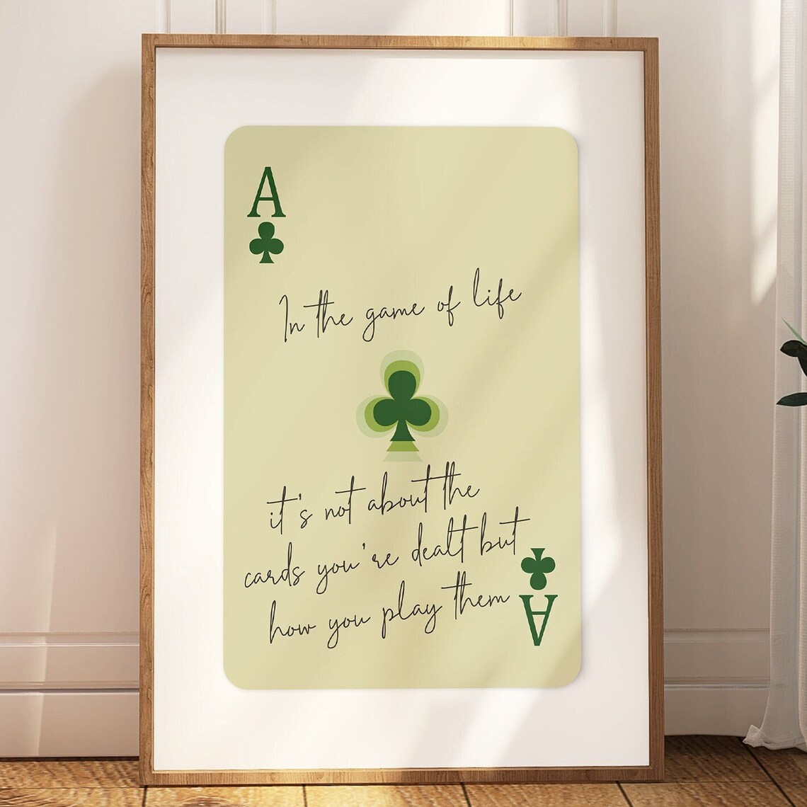 Ace Playing Card Print, Retro Green Bar Cart Art