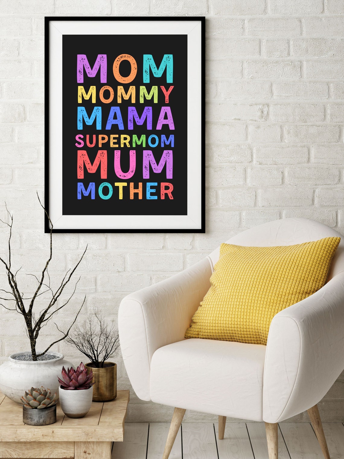 Mom Mommy Mama Supermom Mum Mother Rainbow Text Black Quote Poster - Image 2