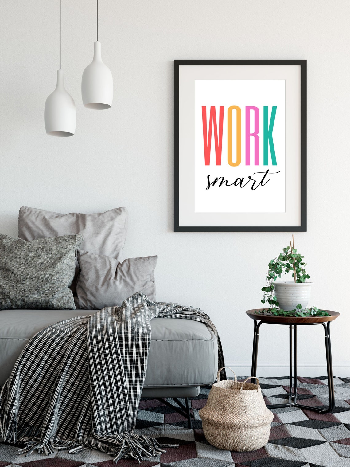 Work Smart Colorful Bold Letters Home Office Motivational Poster - Image 4